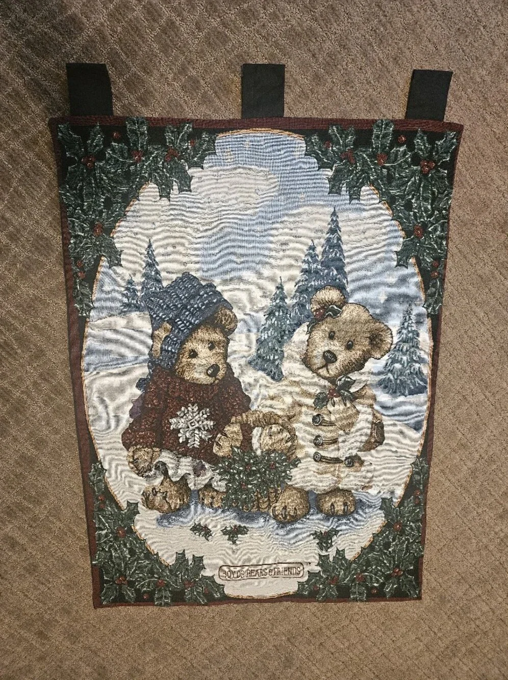 Vintage 1997 Boyd's Bears Edmund & Bailey Wall Hanging Tapestry 26x36